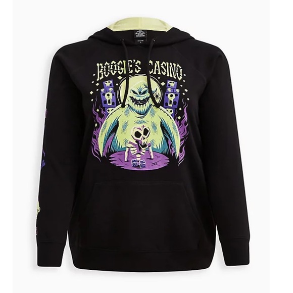 TORRID NWT DISNEY NIGHTMARE BEFORE CHRISTMAS HOODIE - COZY FLEECE OOGIE BOOGIE - Picture 2 of 6